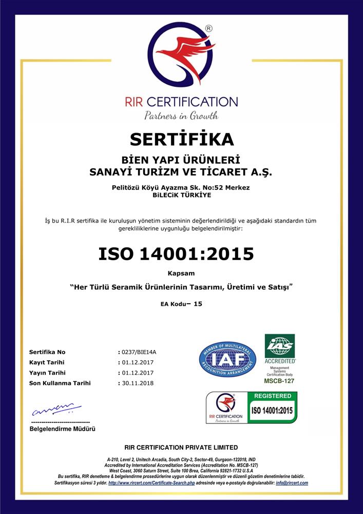 BİLECİK ISO 14001:2015 ÇEVRE YÖNETİM SİSTEMİ (TR)

