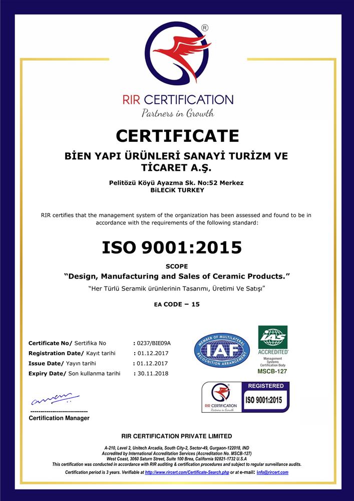 BİLECİK ISO 9001:2015 KALİTE YÖNETİM SİSTEMİ (ENG)
