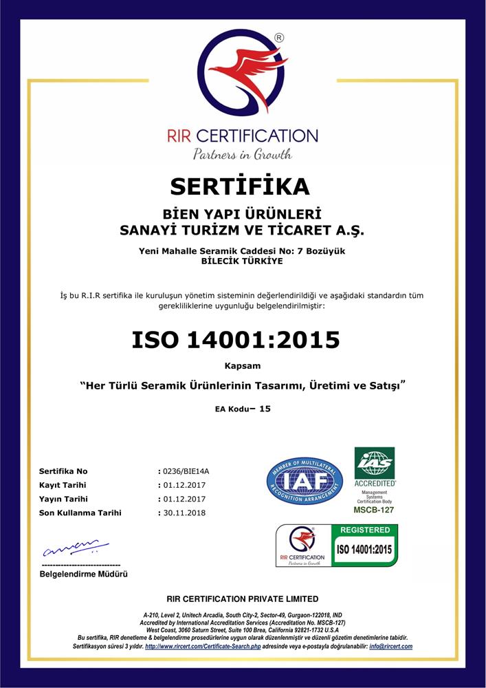 BOZÜYÜK ISO 14001:2015 ÇEVRE YÖNETİM SİSTEMİ (TR)
