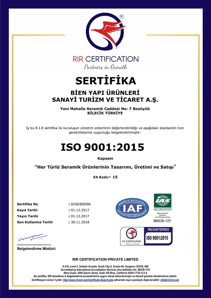 BOZÜYÜK ISO 9001:2015 KALİTE YÖNETİM SİSTEMİ (TR)
